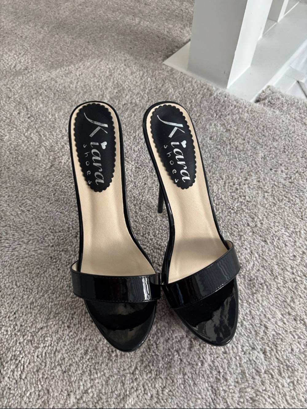 Black Patent Slide-Heel Mules - Picture 2 of 5